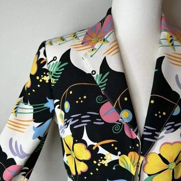 Rare Vintage Alberto Makali for Cache Floral Print Jacket and Skirt Suit 4/6